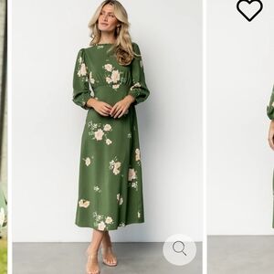 Baltic Born Green Floral Long Sleeve Midi Dress